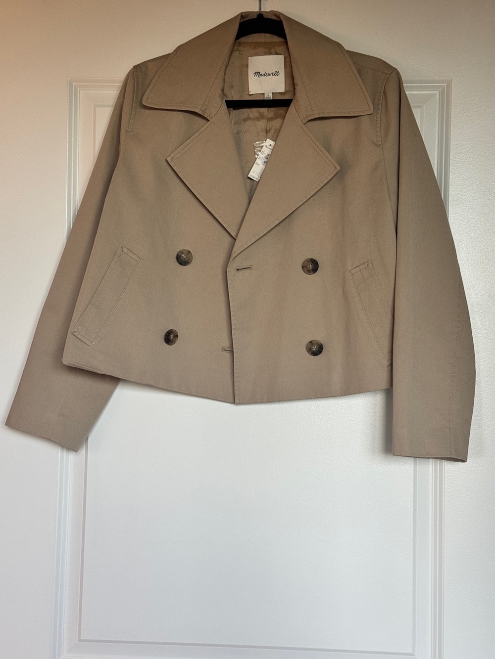 NWT Madewell Women’s Cropped Trench Coat in Coastal Dune Size Small NZ511